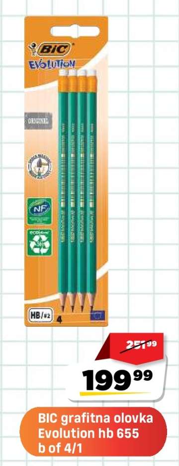 BIC grafitna olovka Evolution hb 655 b of 4/1