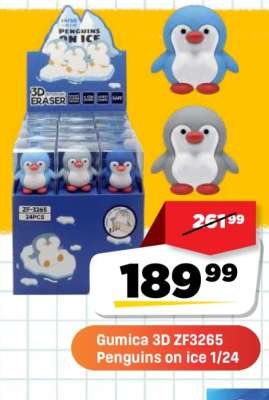 Gumica 3D ZF3265 Penguins on ice 1/24