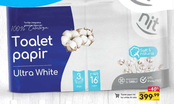 Toalet papir lux white 16 rolni