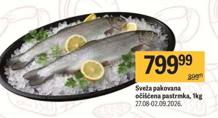 Sveža pakovana očišćena pastrmka, 1kg