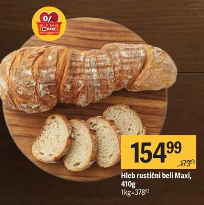 Hleb rustični beli Maxi 410g