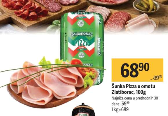 Šunka Pizza u omotu Zlatiborac, 100g