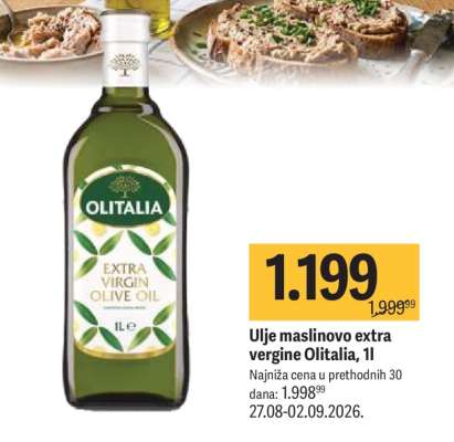 Ulje maslinovo extra vergine Olitalia, 1l