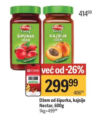Džem od šipurka, kajsije, Nectar, 600g