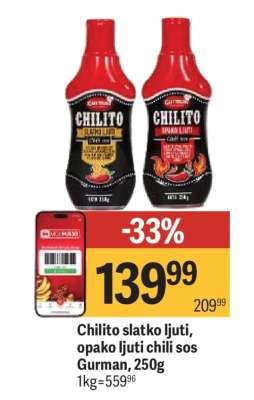 Chilito slatko ljuti, opako ljuti chili sos Gurman, 250g
