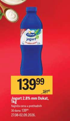 Jogurt 2,8% mm Dukat, 1kg
