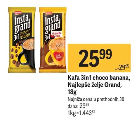Kafa 3in1 choco banana, Najlepše želje Grand, 18g