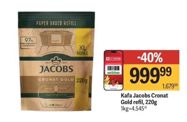 Kafa Jacobs Cronat Gold Refil, 220g