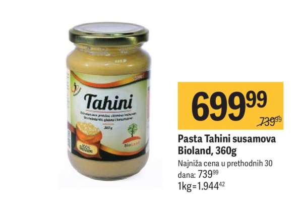 Pasta Tahini susamova Bioland, 360g