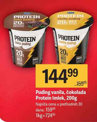 Puding vanila, čokolada Protein Imlek, 200g