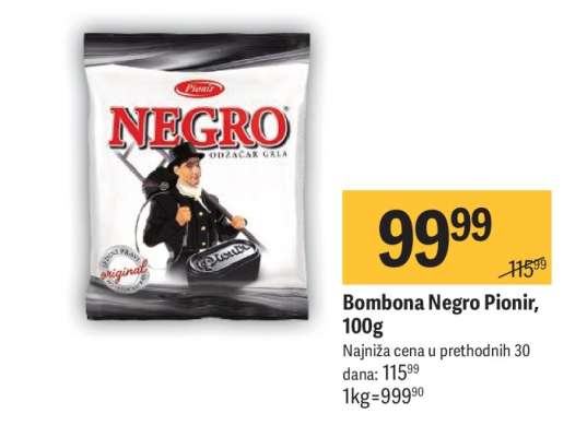 Bombona Negro Pionir 100g