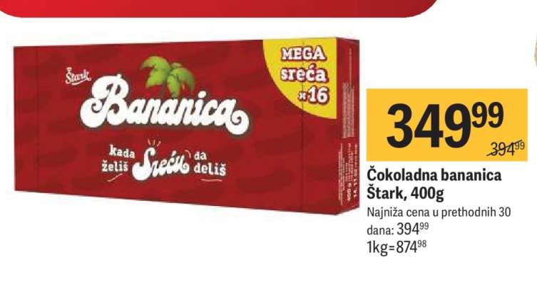 Čokoladna bananica Stark 400g