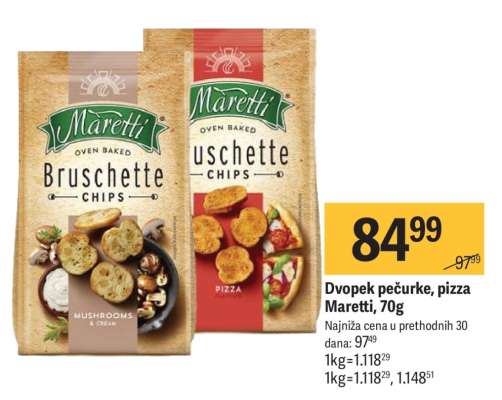Dvopek pečurke, pizza Maretti, 70g
