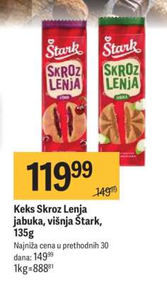 Keks Skroz Lenja jabuka, višnja Štark, 135g