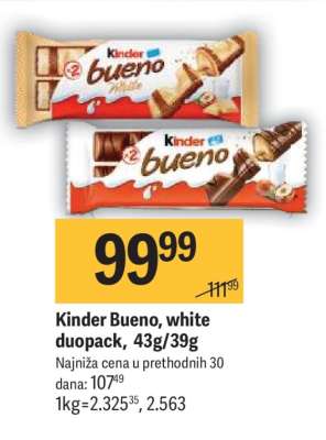 Kinder Bueno, white duopack, 43g/39g