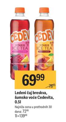 Ledeni čaj breskva, šumsko voće Cedevita, 0.5l