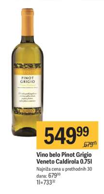 Vino belo Pinot Grigio Veneto Caldirola 0.75L