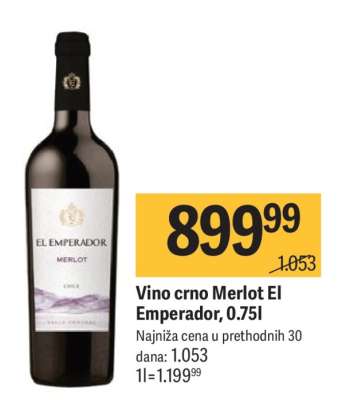 Vino crno Merlot El Emperador 0.75l