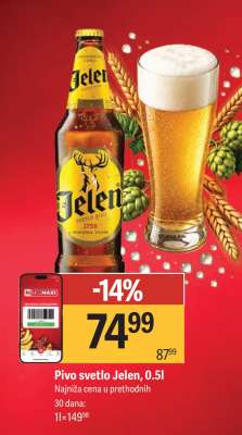Pivo svetlo Jelen 0.5l