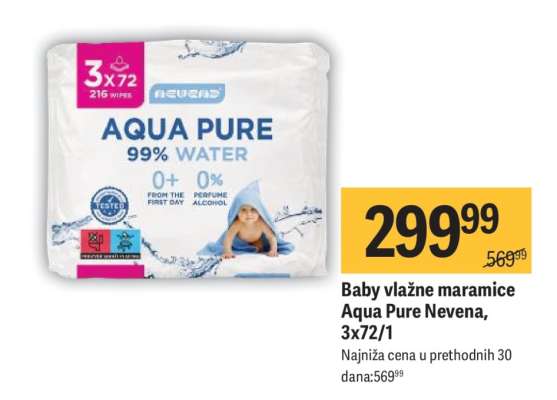 Baby vlažne maramice Aqua Pure Nevena, 3x72/1