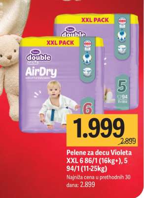 Pelene za decu Violeta XXL 6 86/1 (16kg+), 5 94/1 (11-25kg)