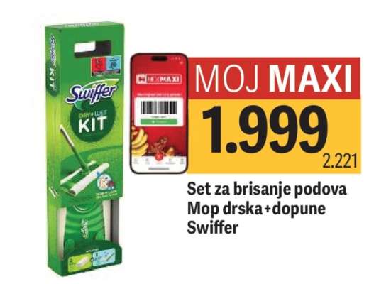 Set za brisanje podova Mop drska+dopune Swiffer