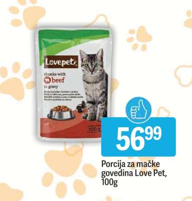 Porcija za mačke govedina Love Pet, 100g