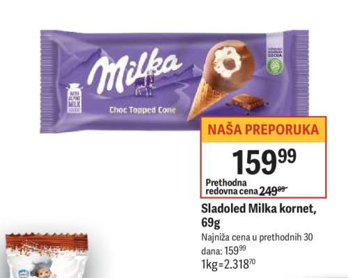 Sladoled Milka kornet, 69g