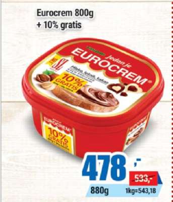 Eurocrem 800g + 10% gratis
