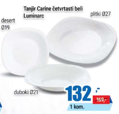 Tanjir Carine četvrtasti beli Luminarc