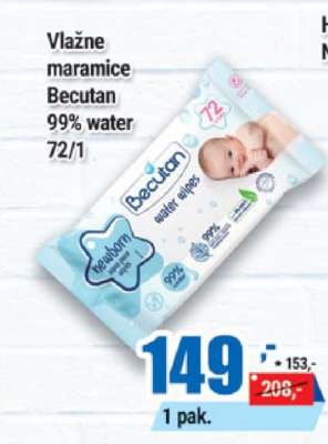 Vlažne maramice Becutan 99% water 72/1