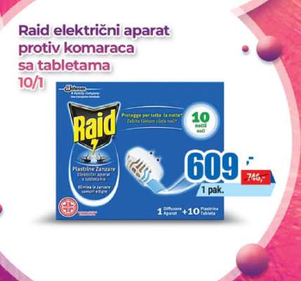 Raid električni aparat protiv komaraca sa tabletama 10/1