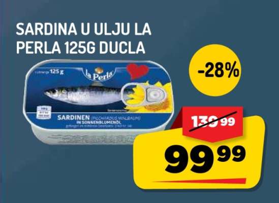 SARDINA U ULJU LA PERLA 125g DUCLA