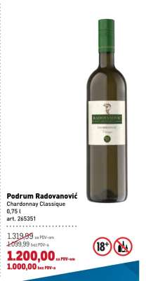 Podrum Radovanović Chardonnay Classique