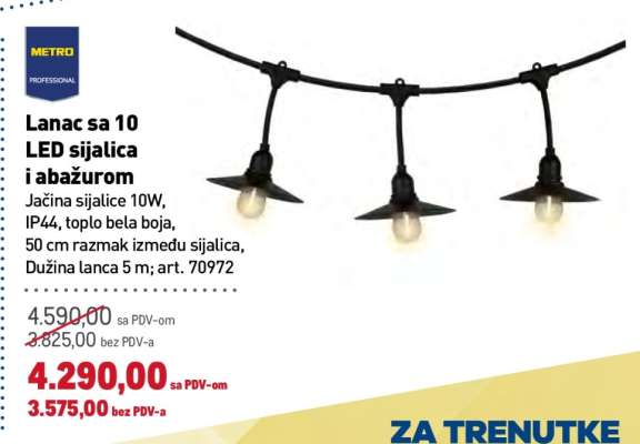 Lanac sa 10 LED sijalica i abažurom