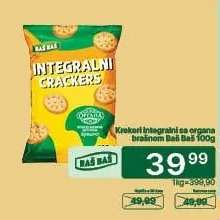 Krekeri integralni sa organ. brašnom Baš Baš 100g