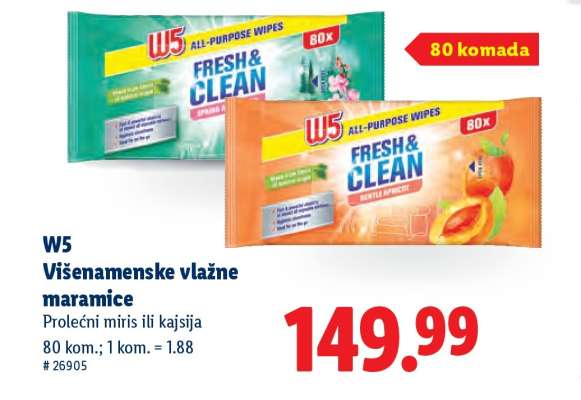 W5 Višenamenske vlažne maramice
