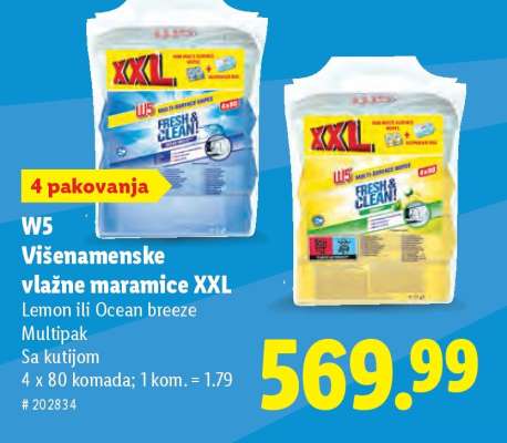 W5 Višenamenske vlažne maramice XXL