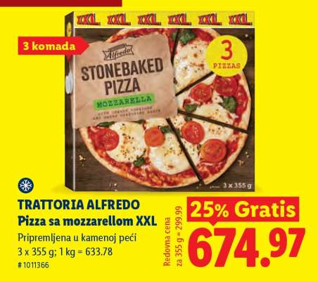 Trattoria Alfredo Pizza sa mozzarellom XXL