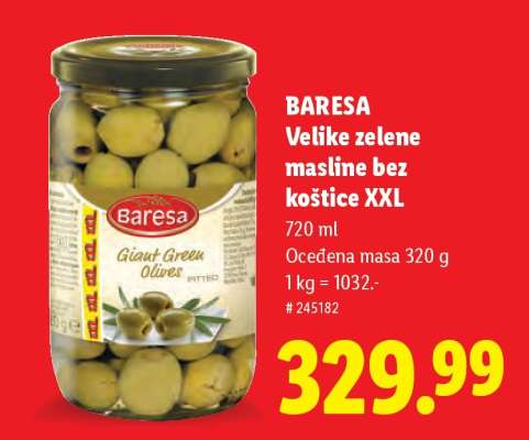 Baresa Velike zelene masline bez koštice XXL
