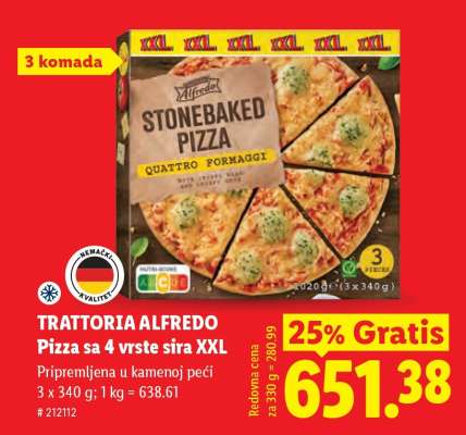 Trattoria Alfredo Pizza sa 4 vrste sira XXL