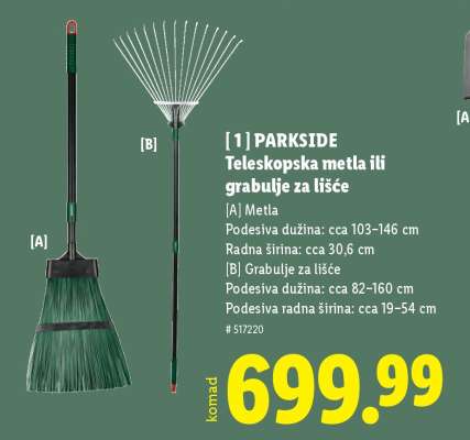 PARKSIDE Teleskopska metla ili grabulje za lišće