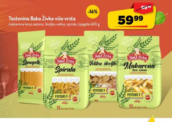 Testenina Baka Živka više vrsta