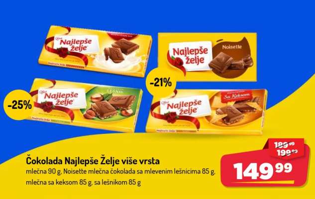 Čokolada Najlepše želje više vrsta
