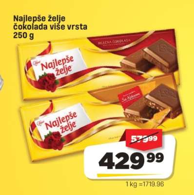 Najlepše želje čokolada više vrsta 250 g