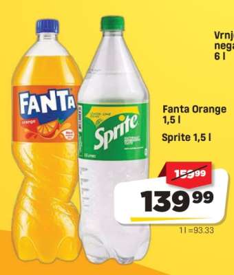 Fanta Orange 1,5 l / Sprite 1,5 l