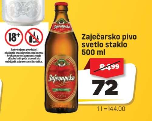 Zaječarsko pivo svetlo staklo 500 ml