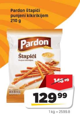 Pardon štapići punjeni kikirikijem 210 g