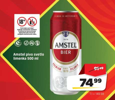 Amstel pivo svetlo limenka 500 ml