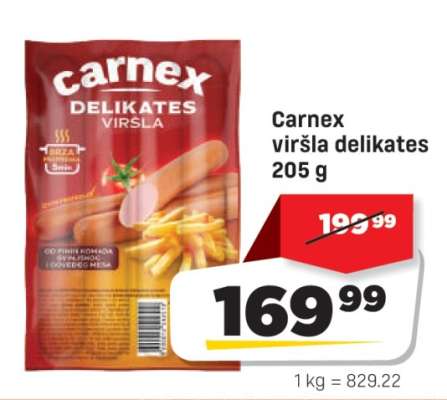 Carnex viršla delikates 205 g